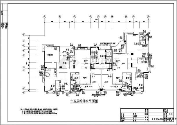 某点式住宅楼生活给排水详细方案设计施工CAD图纸-图二