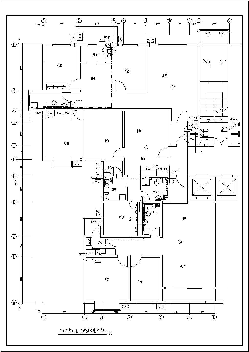 某高层电梯住宅建筑全套水施详细方案设计施工CAD图纸