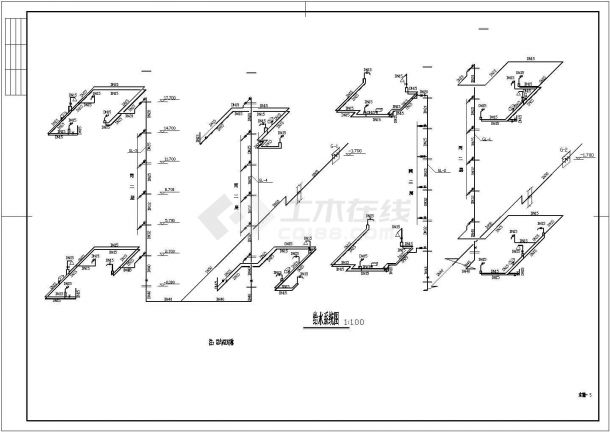 某跃层小区复式住宅建筑水施详细方案设计施工CAD图纸-图二