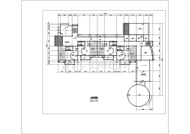 12班 3层3242.3平米幼儿园建筑设计cad非常标准图纸-图一