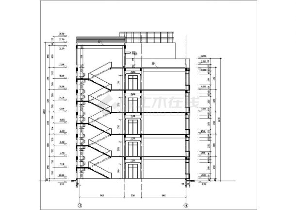 南昌理工大学9900平米五层框架结构一字形教学楼建筑设计CAD图纸-图一