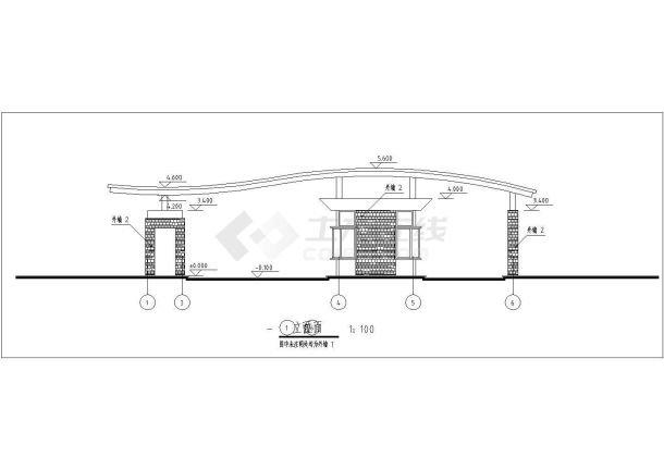 某艺术型大门设计cad建筑施工详图-图二