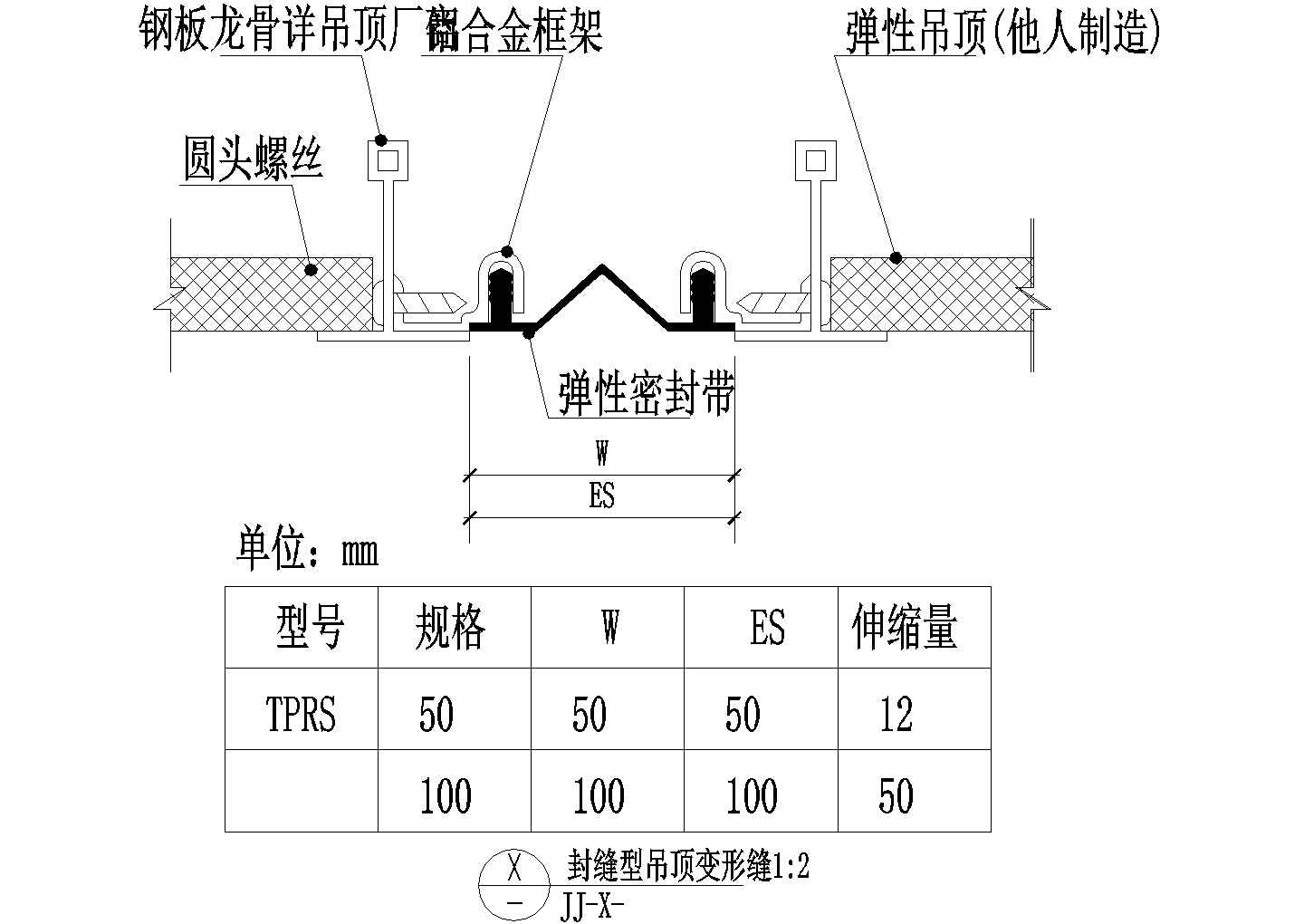 某建筑封缝型变形缝节点大样设计施工CAD图纸