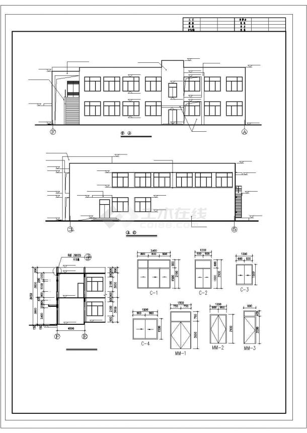 食堂建筑全套CAD规划图-图二