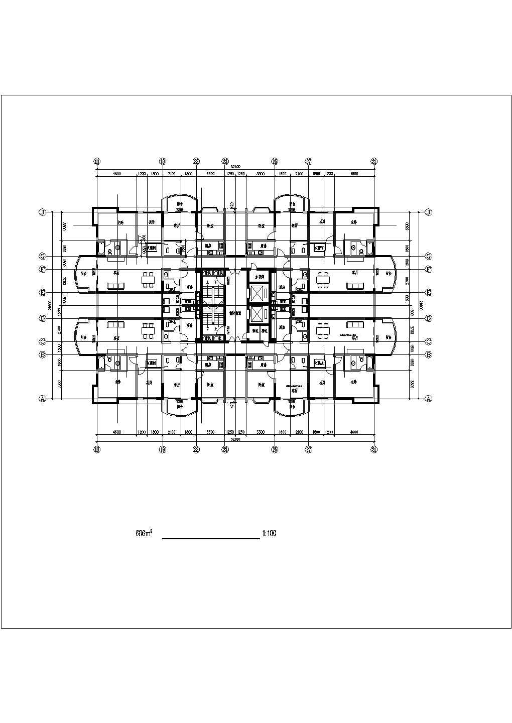 某地区多层新农村住宅建筑户型方案设计施工CAD图纸