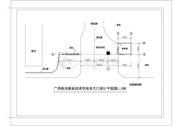 某学院大门正背立面图-图二