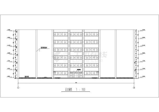 郑州大学某分学院4460平米6层框架结构办公楼建筑结构设计CAD图纸-图一