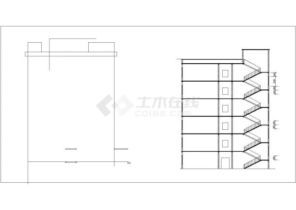 郑州京广路某公司6380平6层钢混框架结构办公楼建筑结构设计CAD图纸-图二