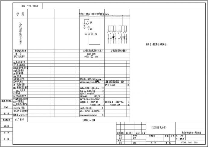 典型箱式变电站设计cad电气一次接线图图集（标注详细，种类齐全）_图1