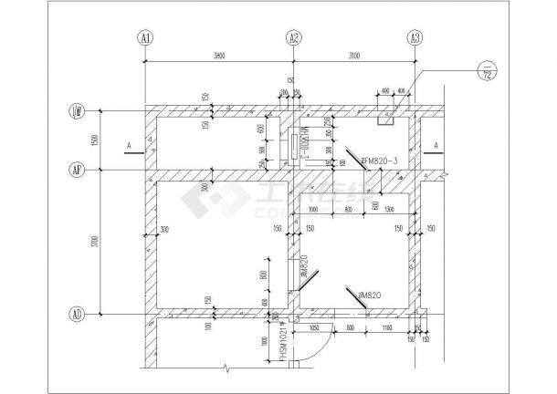 北京市某居住区单层砖混结构电气控制房建筑设计CAD图纸（含地下3层）-图二