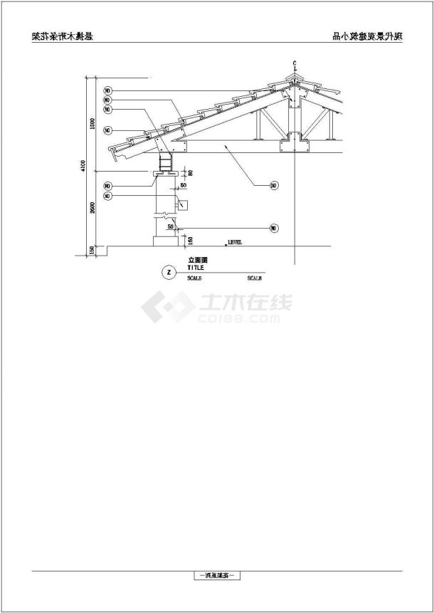 某简易木质景观亭设计cad建筑施工详图-图一