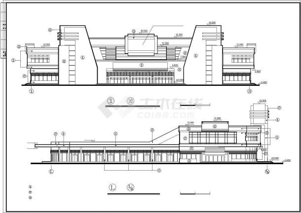 二层长途汽车客运站设计cad图，共五张-图二