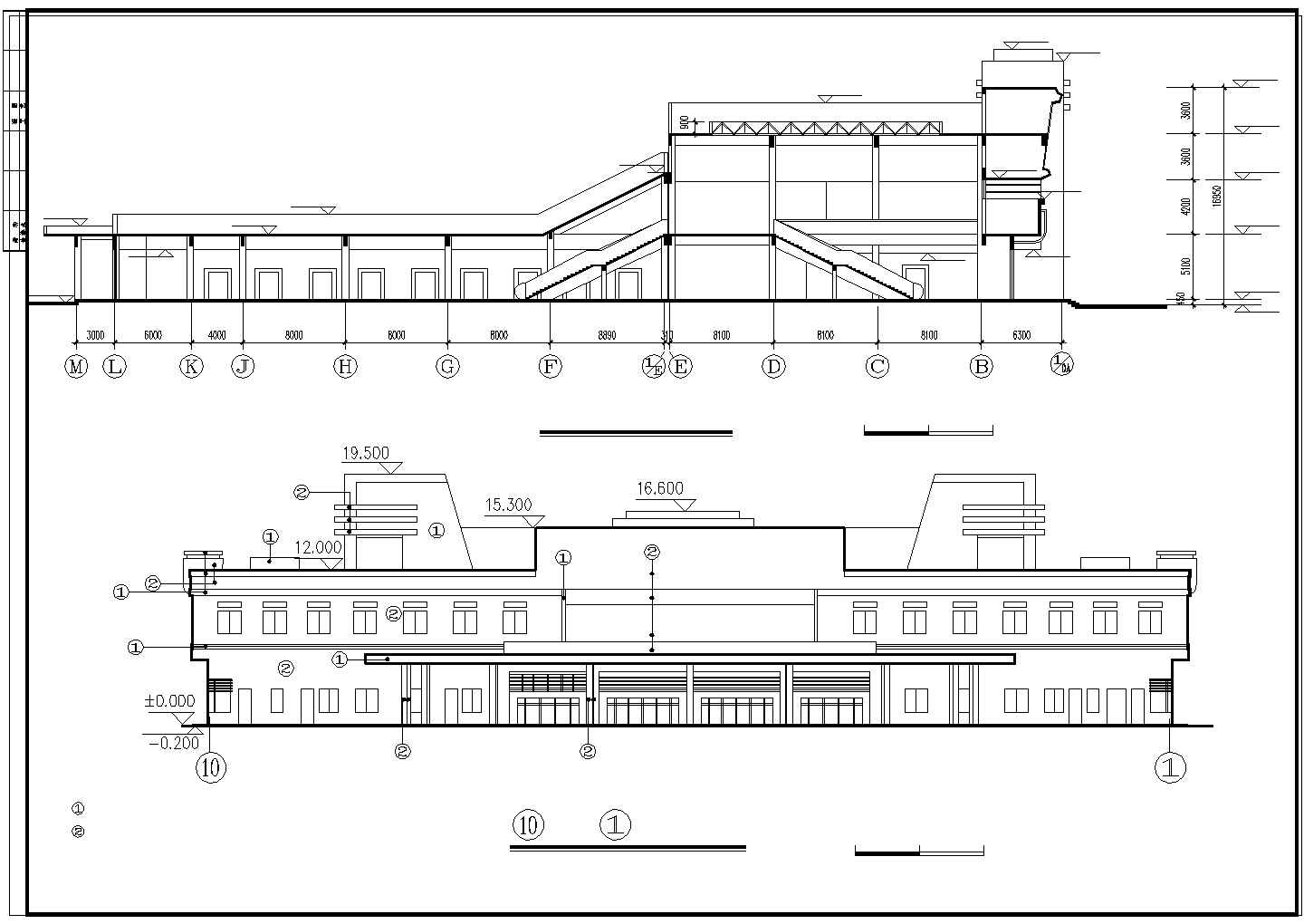 二层长途汽车客运站设计cad图，共五张