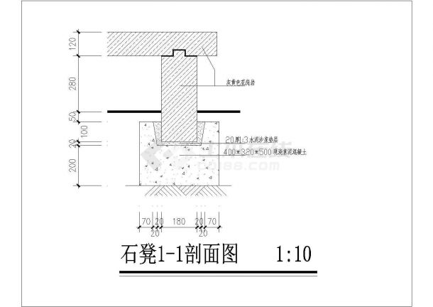 都江堰城市广场演艺广场石凳设计cad施工图-图二