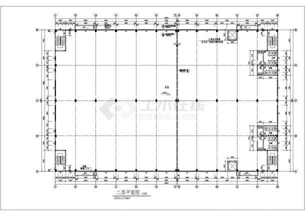 【南京】某二层车间全套建筑施工cad图(含底层平面图)-图二