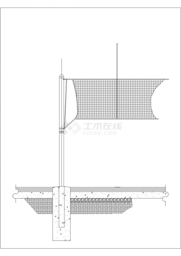 某排球场规划设计cad建筑施工详图-图二