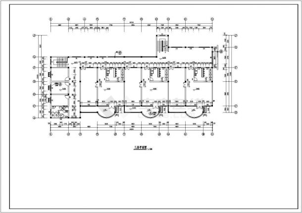 2607平米3层幼儿园教学楼建筑设计施工cad图纸，共十三张-图一