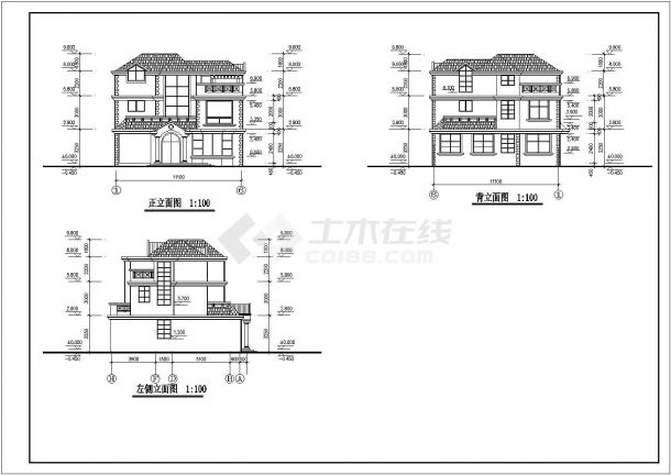 成都某小区350平米2层砖混结构单体中式别墅建筑设计CAD图纸（含阁楼）-图二