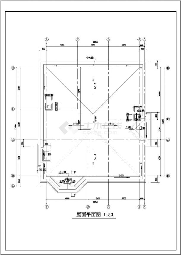 扬州市某民宿度假区2+1层混合结构独栋别墅建筑设计CAD图纸-图一