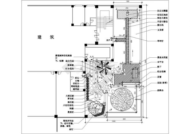 北京市昌平区某高层写字楼屋顶花园平面设计CAD图纸-图二