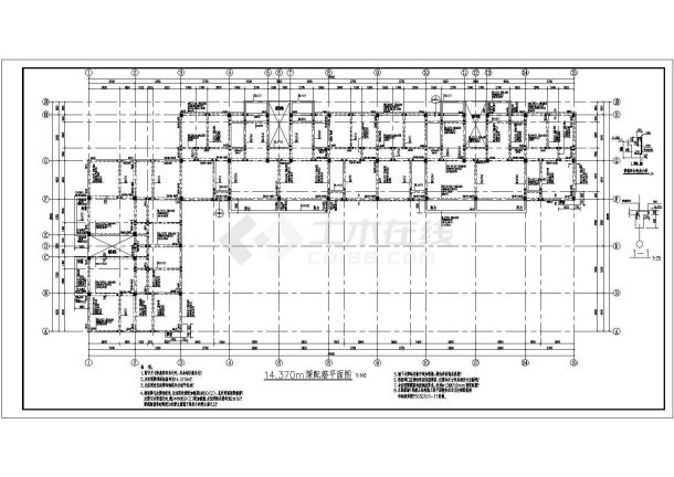 四层商住两用框架结构施工图CAD-图一