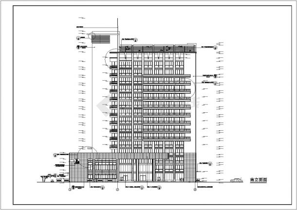 上海市徐汇区某15层框架结构商业办公楼全套建筑设计CAD图纸-图二