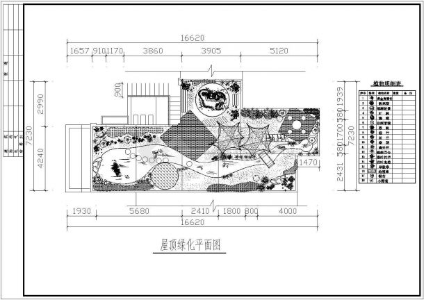 兰州市汇金大厦写字楼屋顶景观花园平面+定位设计CAD图纸-图一