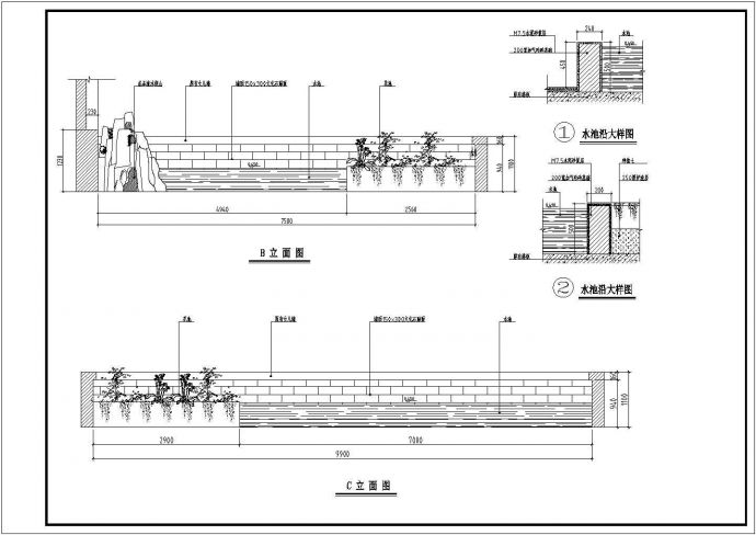 廊坊市某小区高层住宅楼屋顶景观花园平立面绿化设计CAD图纸_图1