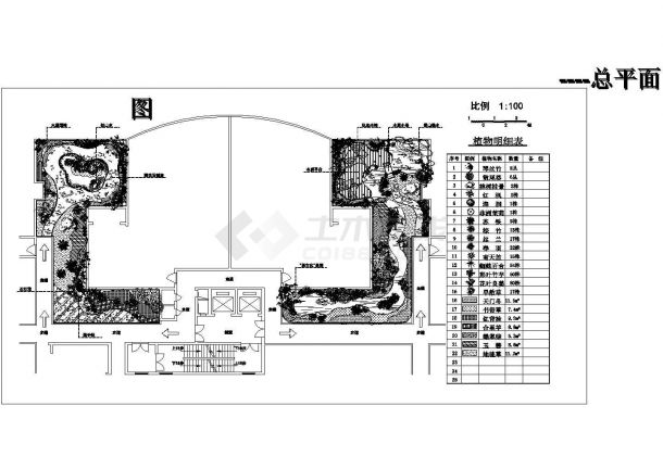 郑州市龙御天下小区高层住宅楼屋顶景观花园平面绿化设计CAD图纸-图一