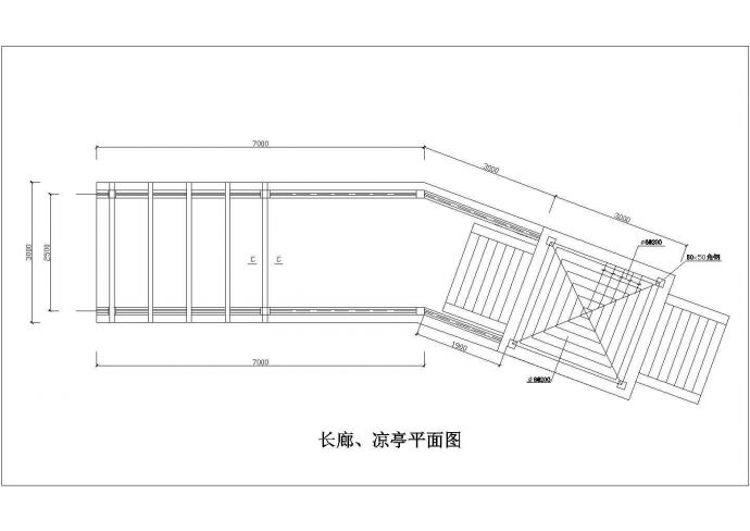 北京市某商业写字楼屋顶景观花园长廊+凉亭施工设计CAD图纸_图1