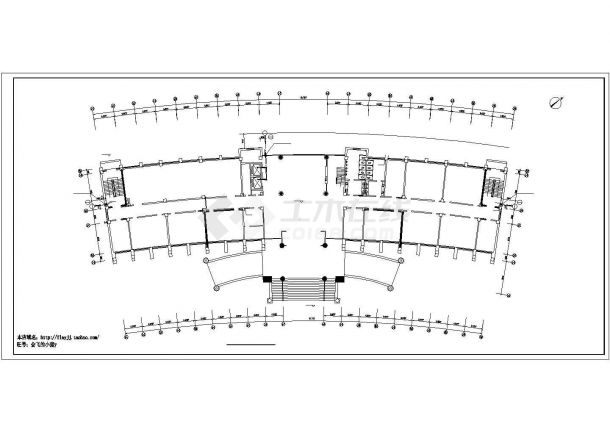 长60米 宽19.2米 -1+7层弧型办公楼给排水施工图-图二