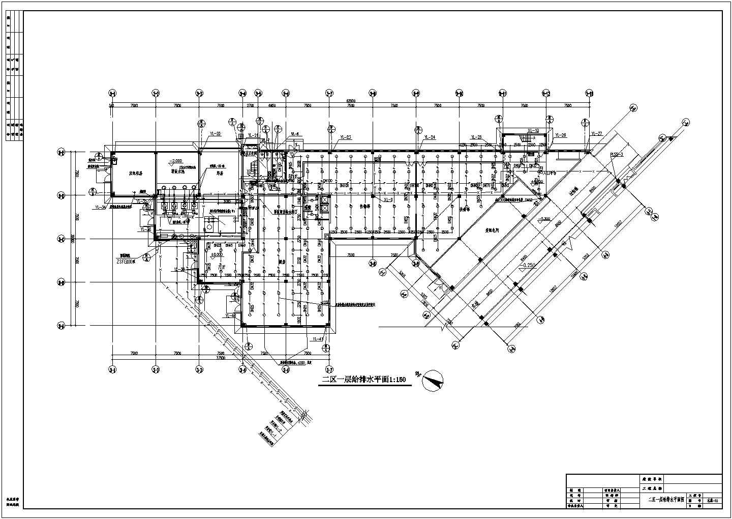 8层办公楼给排水施工CAD图纸（气体灭火）