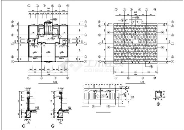 潮汕市某村镇400平米左右3层砖混结构单体别墅建筑设计CAD图纸-图一