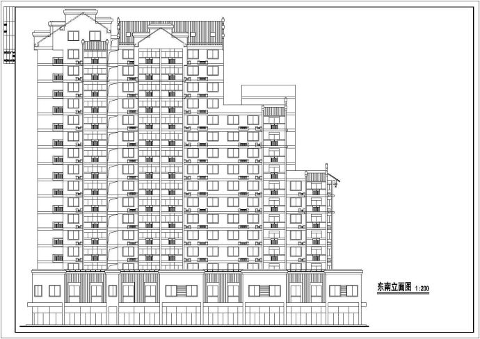 九乡河高层青年公寓初步建筑设计方案(含四,六,八层平面图，东南立面图)_图1