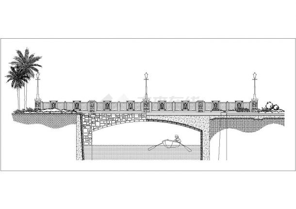 某艺术型景观桥设计cad建筑施工详图-图二