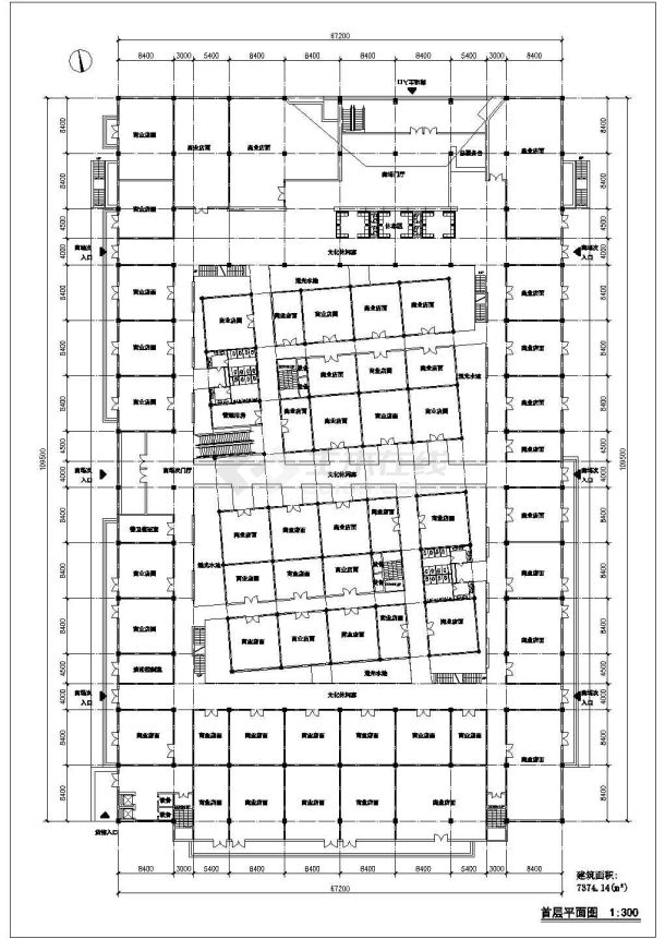 商场平立面建筑CAD基础平面布置参考图-图一