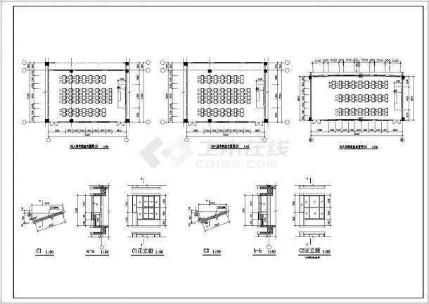 上海某职业学院6层砖混结构教学楼全套建筑设计CAD图纸-图二