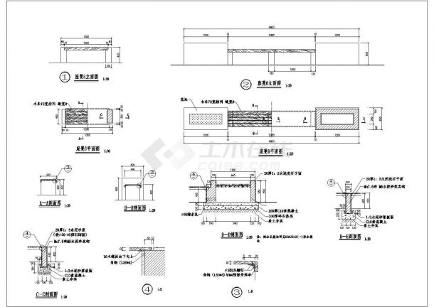 某特色景观桥汀设计cad建筑施工详图（含座凳设计）-图一