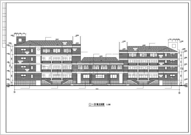 杭州市东新中学6100平米4层钢混框架结构综合楼建筑设计CAD图纸-图一