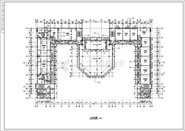 杭州市东新中学6100平米4层钢混框架结构综合楼建筑设计CAD图纸-图二