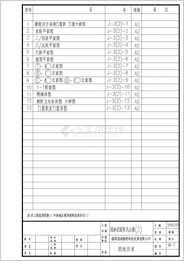 【南通】某地多层复式公寓全套施工设计cad图纸-图二