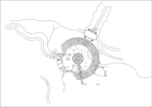 某水景广场规划设计cad总平面施工图（含台阶设计）-图二