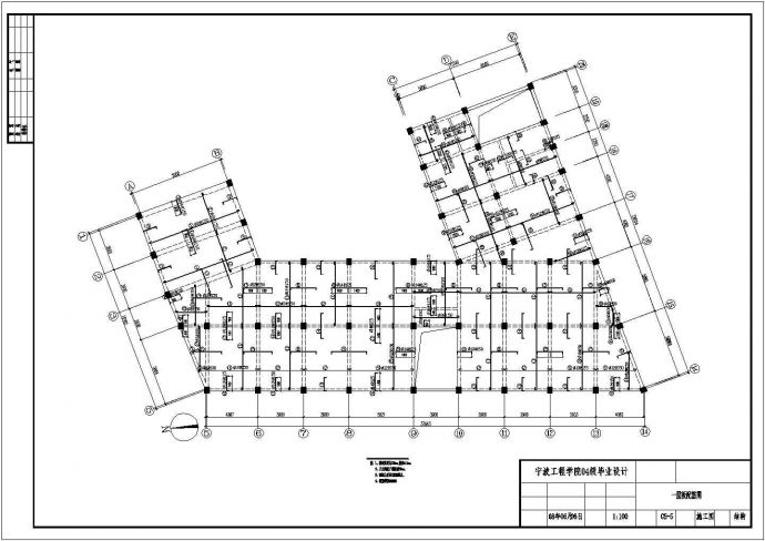 沈阳市某服装厂1760平米三层框架结构加工厂房结构设计CAD图纸_图1