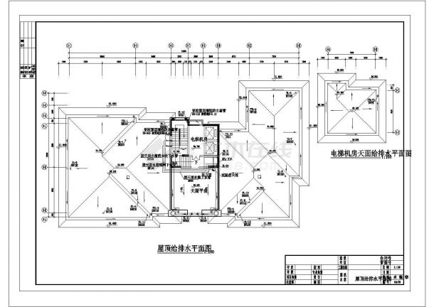 某地长35.8米 宽19.6米 16层点式住宅楼给排水设计CAD图-图一