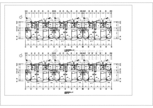 某地长57米 宽12.34米 -1+6层(1梯2户)4128.57平住宅楼给排水设计CAD图-图二