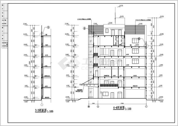 某六层框架结构办公楼设计cad施工图纸-图二