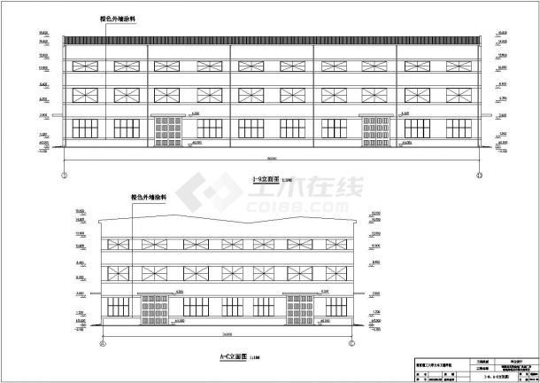 太原市某发动机厂钢混排架结构加工厂房建筑结构设计CAD图纸-图一