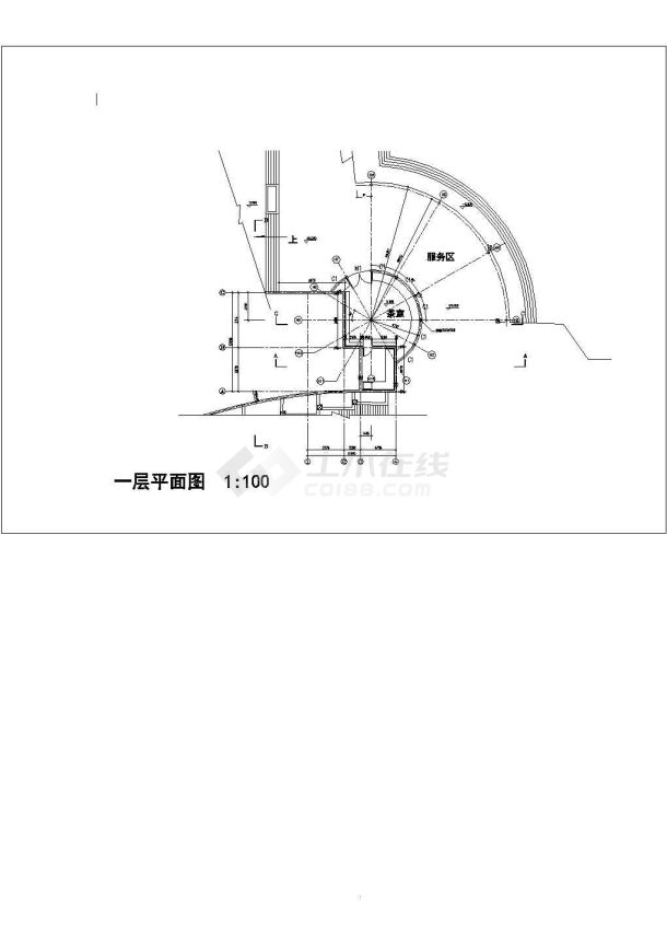 某二层框架结构景观茶室设计cad建筑施工图-图二