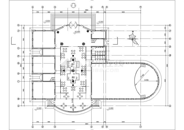 合肥市某高校4500平米2层混合结构学术礼堂平面设计CAD图纸-图一
