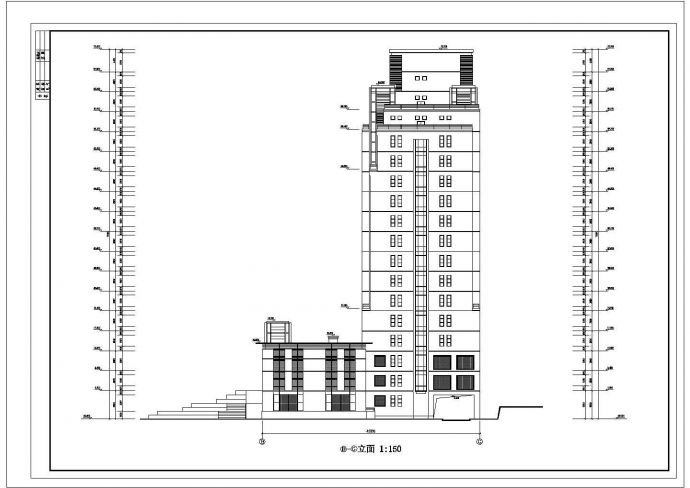 华南理工大学17层框架结构技术教学楼建筑设计CAD图纸（含总图）_图1
